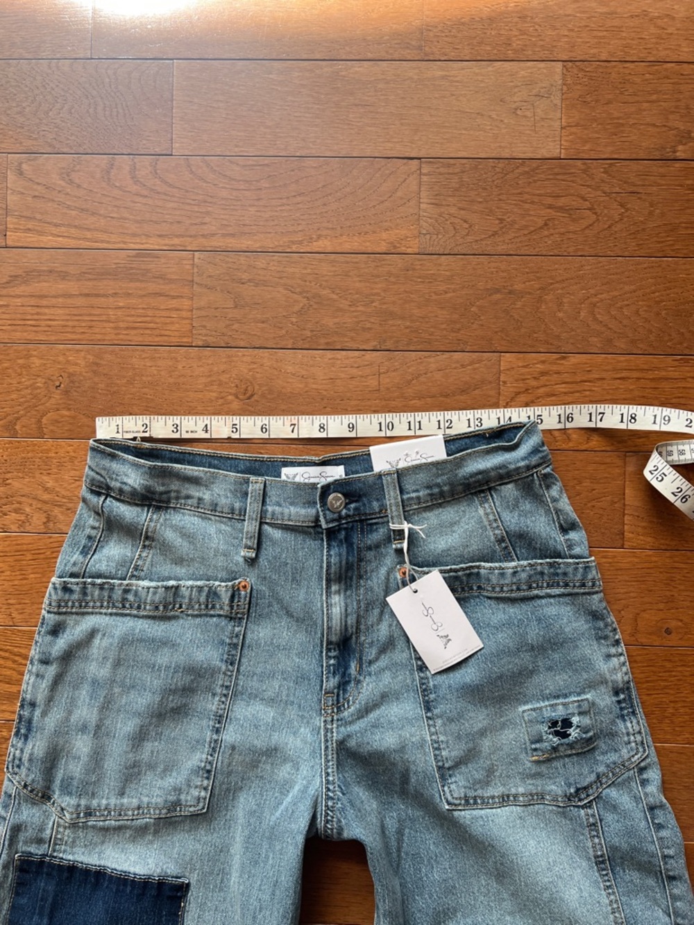 ❤️JESSICA SIMPSON HIGH RISE PATCHWORK BARREL JEAN-NWT-2/6/8/10/12/16❤️ - Picture 10 of 16